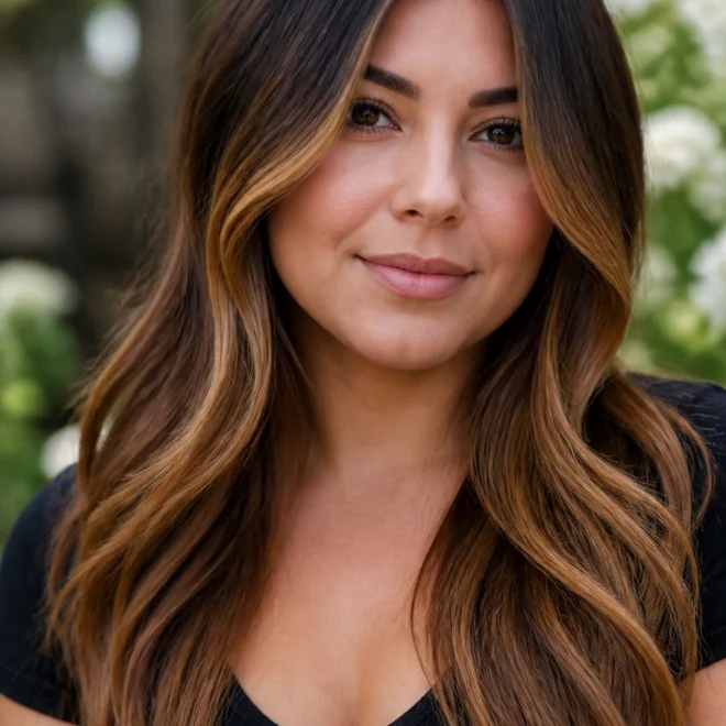 18 Brown Caramel Highlights for Round Faces