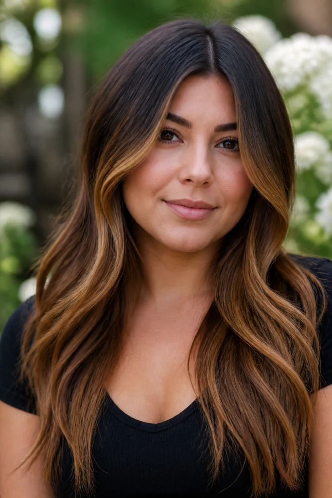 18 Brown Caramel Highlights for Round Faces