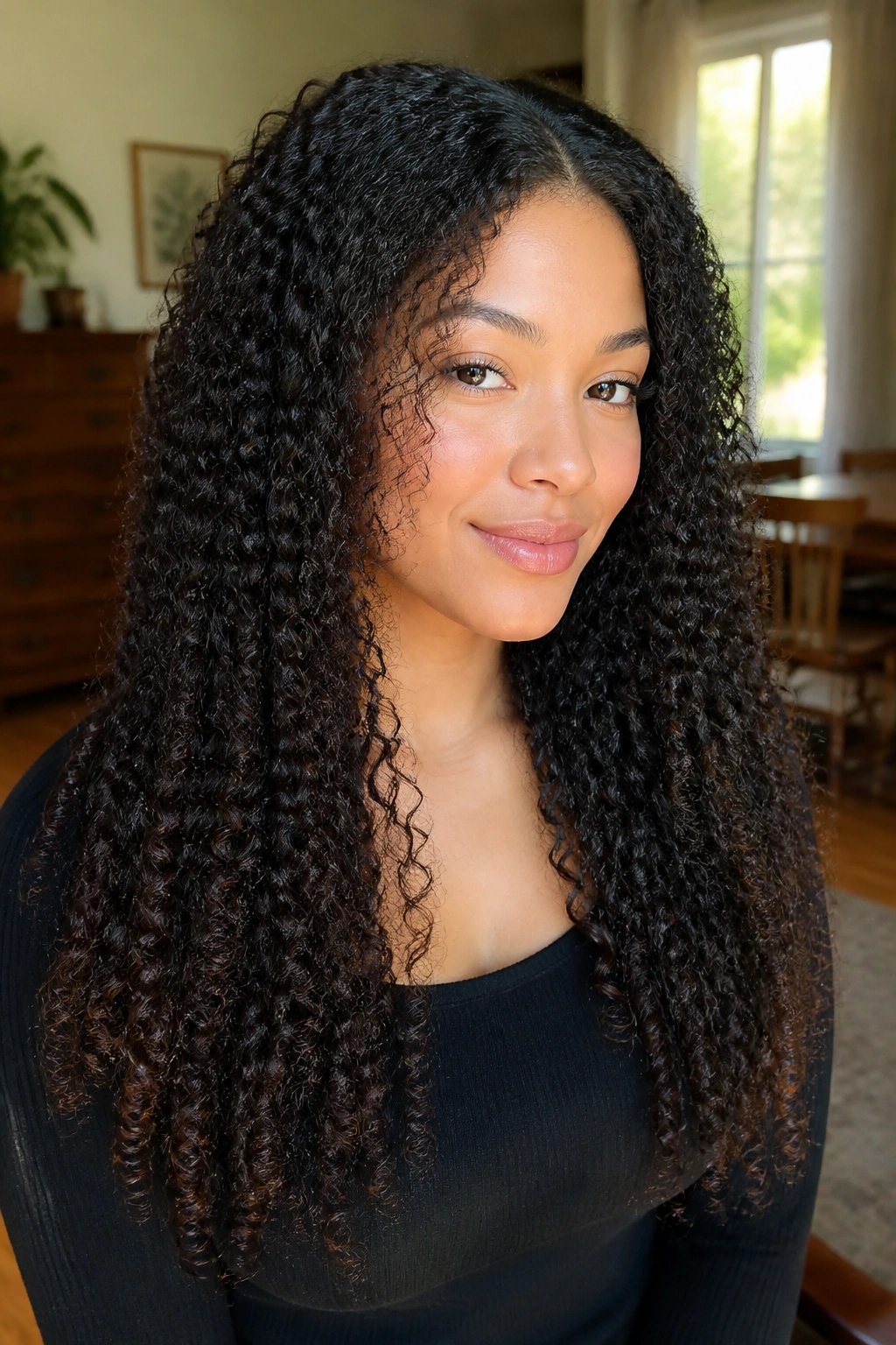 Coily hair with stretched roots on a real person