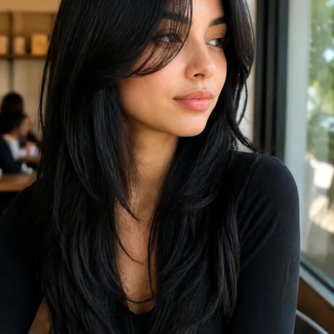 18 Jet Black Hair Color Ideas for Round Faces