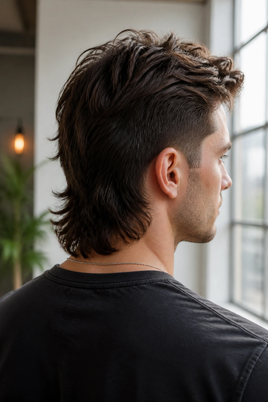 Three-quarter portrait of man with medium mullet and clean edges