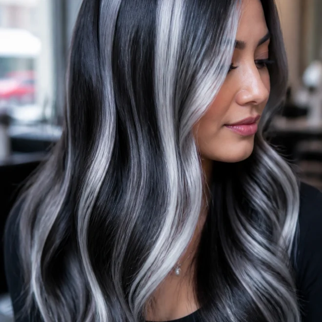25 Black Silver Hair Color Ideas for Cool Skin Tones