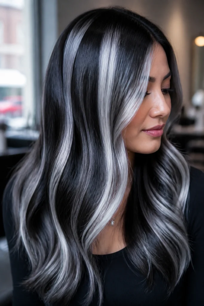 25 Black Silver Hair Color Ideas for Cool Skin Tones