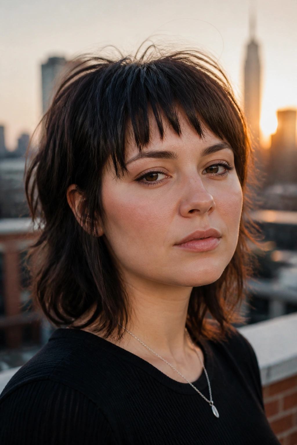 Close-up portrait of a person with mixed-length fringe
