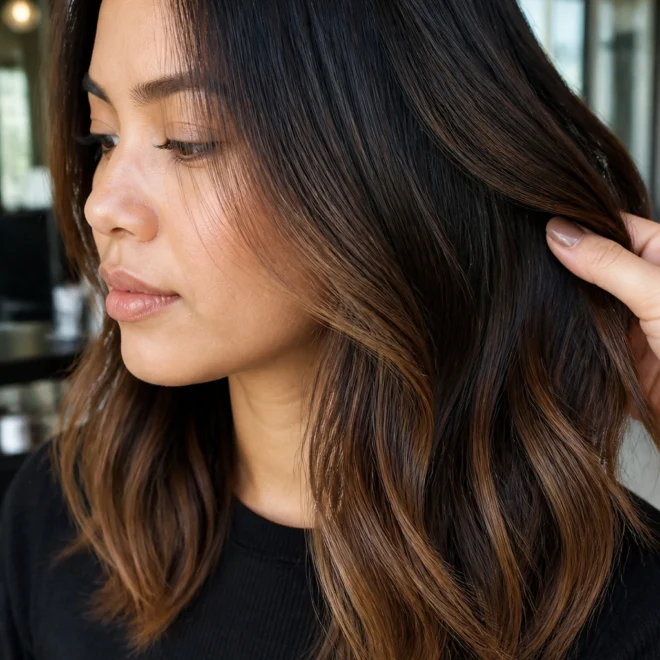 30 Black Brown Highlights for Round Faces
