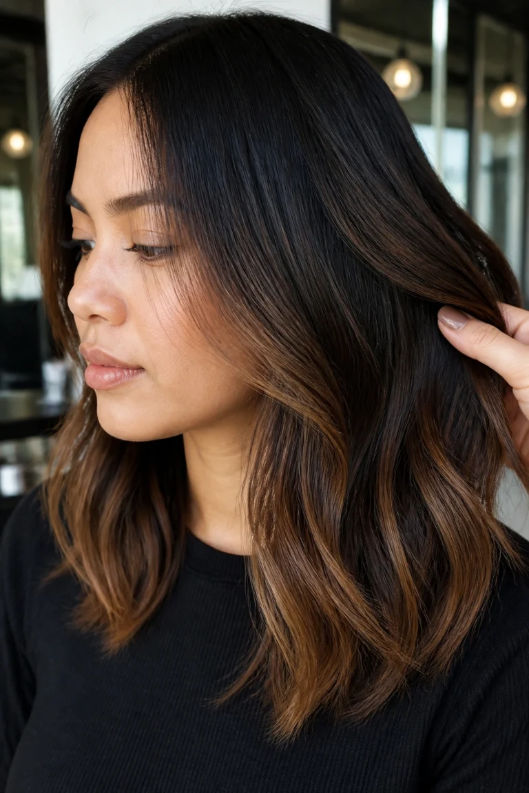 30 Black Brown Highlights for Round Faces