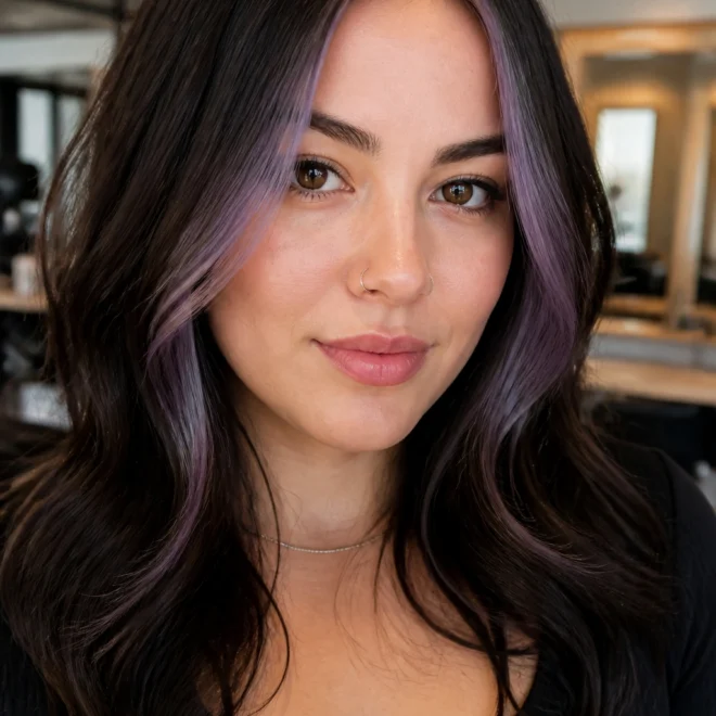 18 Black Purple Highlights for Round Faces