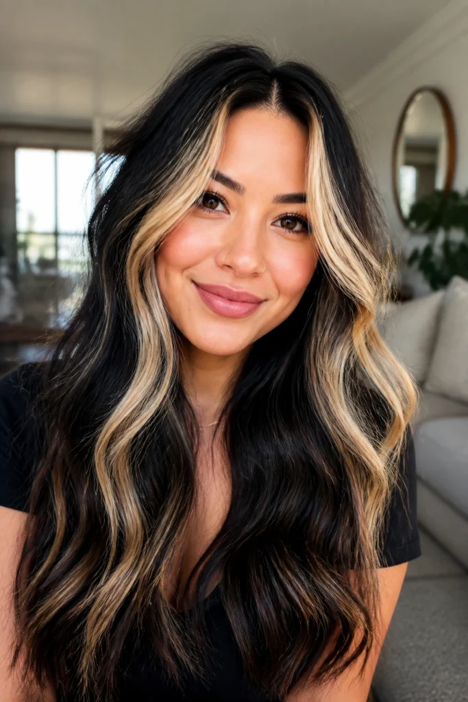30 Blonde Black Highlights for Round Faces