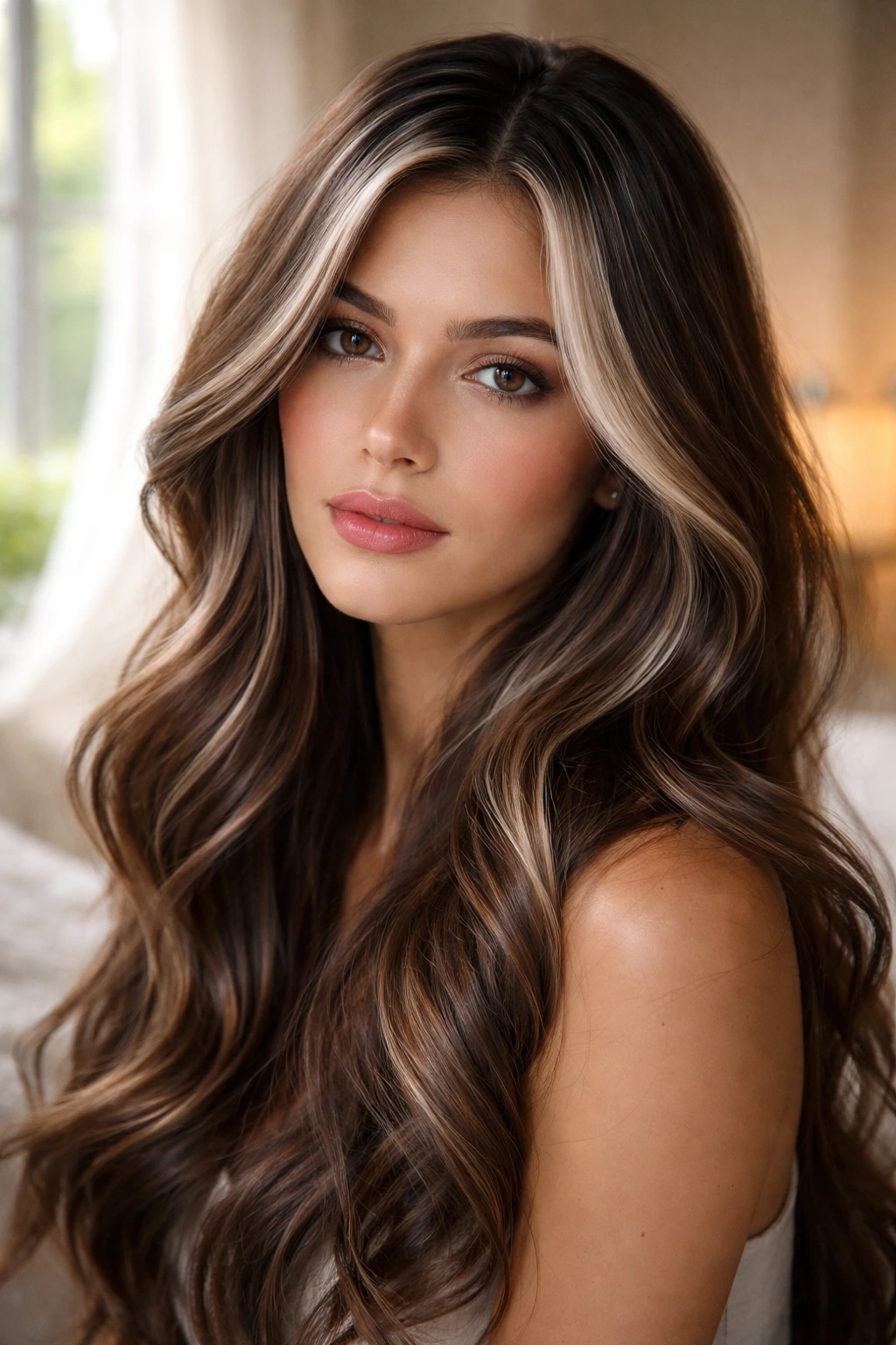 Close-up with delicate silver babylights around crown and face