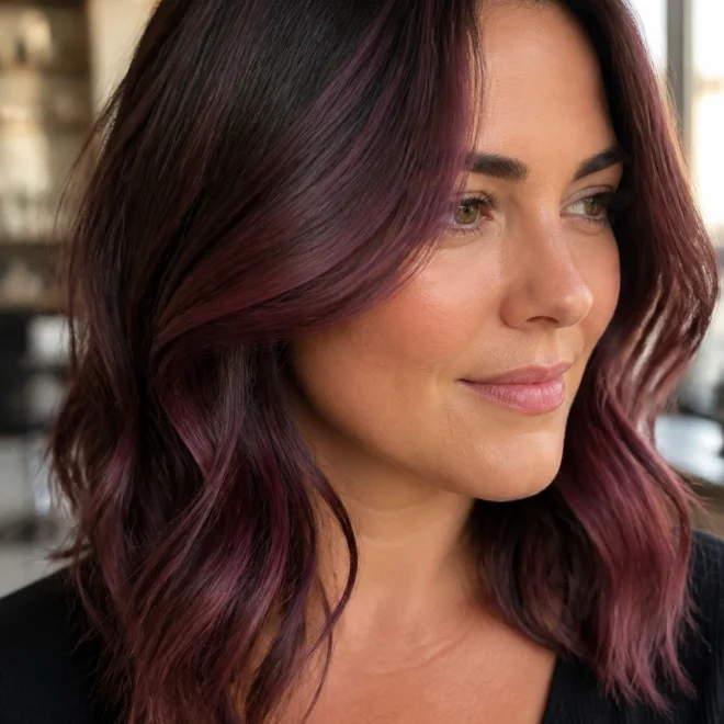 30 Purple Brown Highlights for Round Faces