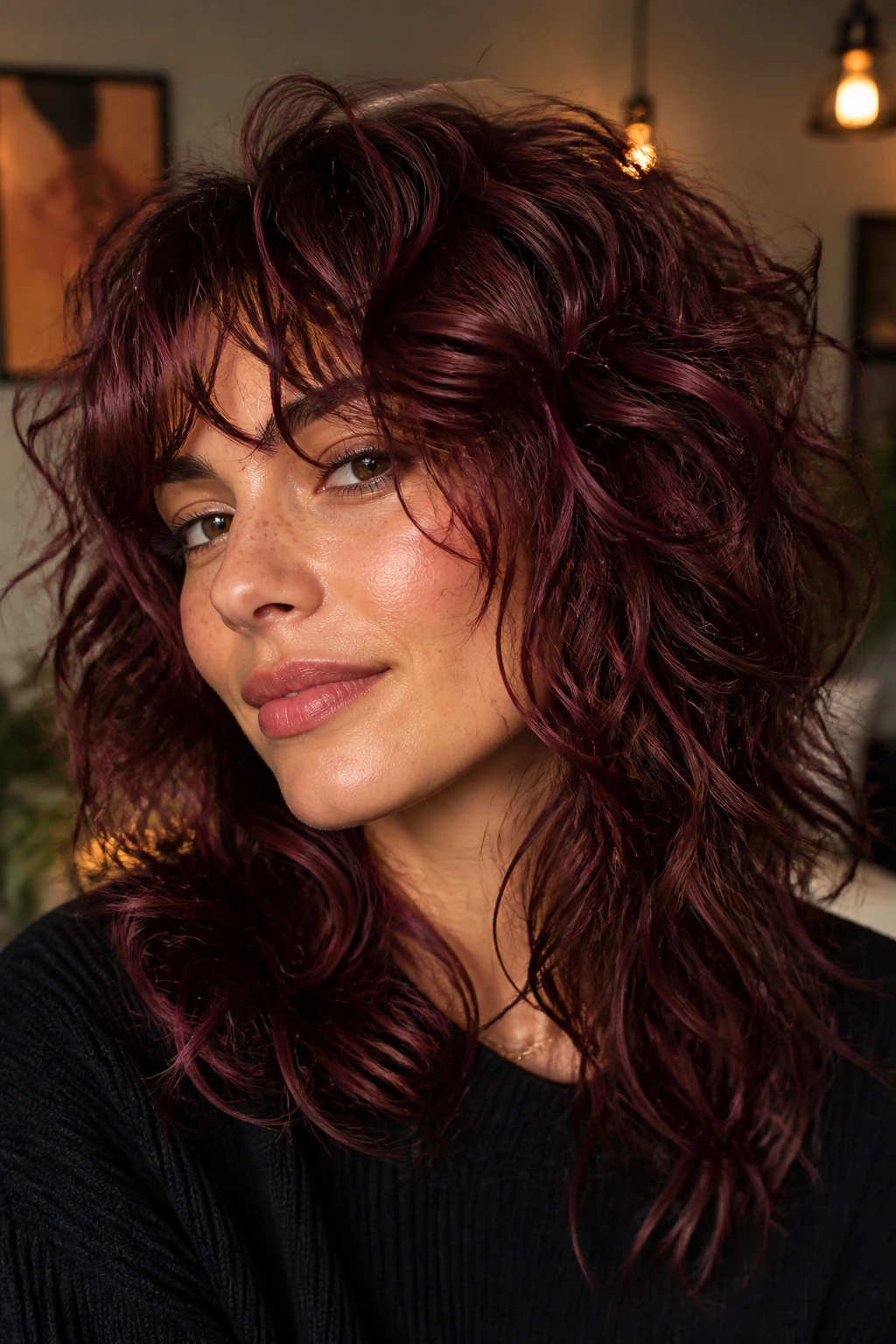 Close-up of mulled wine shag with textured movement on a real person