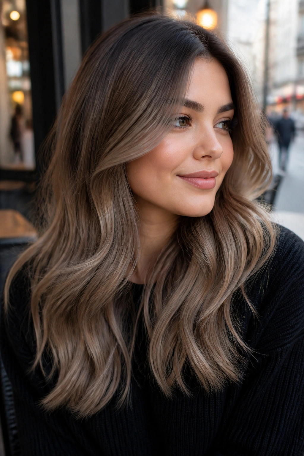 Close-up of cool mushroom brown melt with taupe undertones