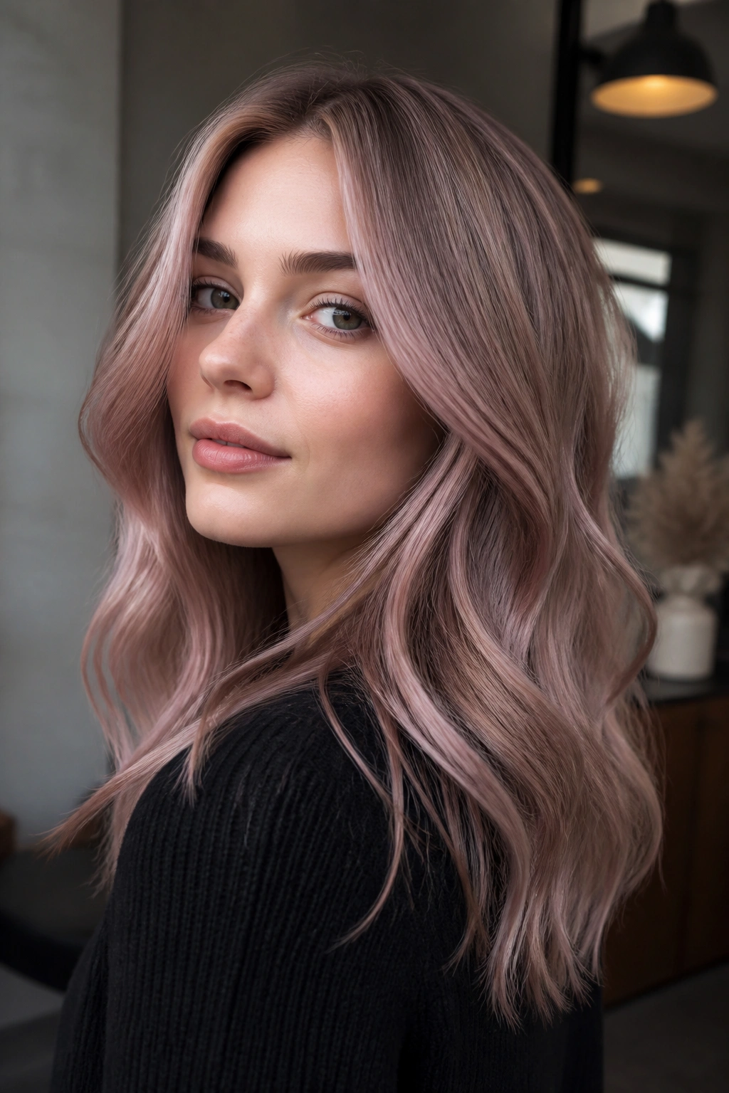 Close-up of Mushroom Rose Blonde with muted rose glaze on beige blonde base
