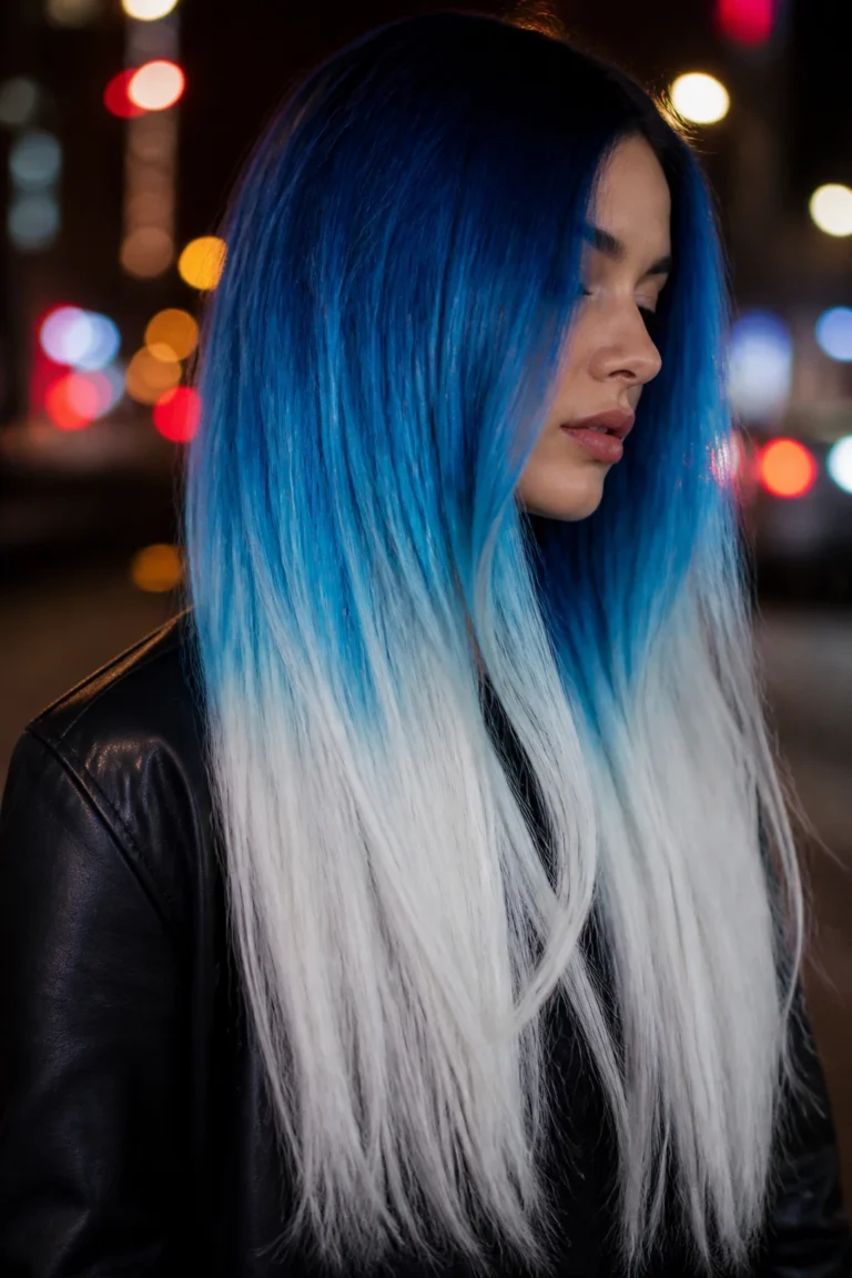 25 Blue White Ombre Hair Ideas for Long Hair