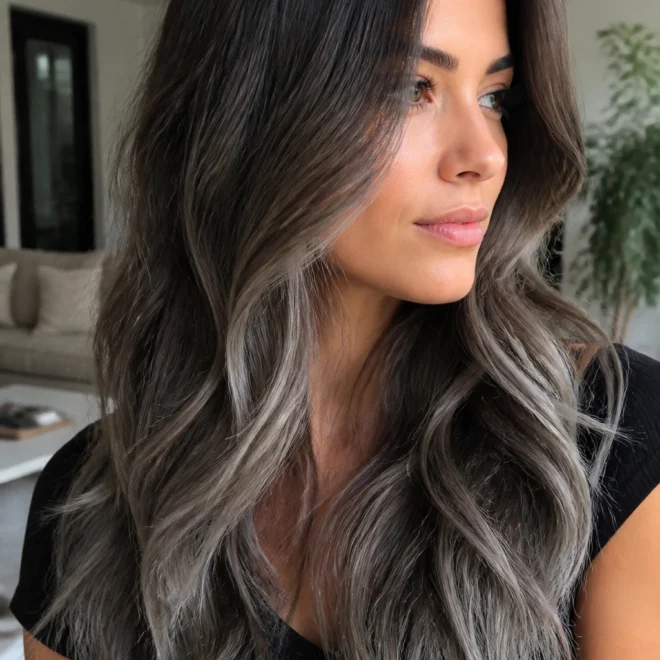 20 Brunette Silver Ombre Hair Ideas for Long Hair