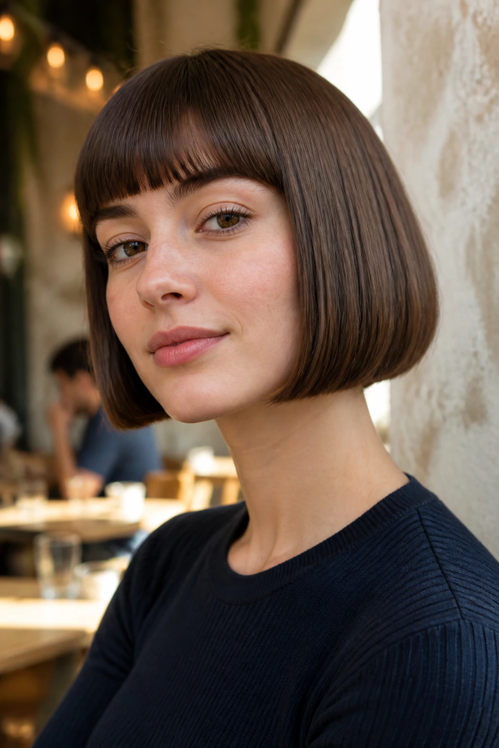 Portrait of a woman with a pageboy bob haircut