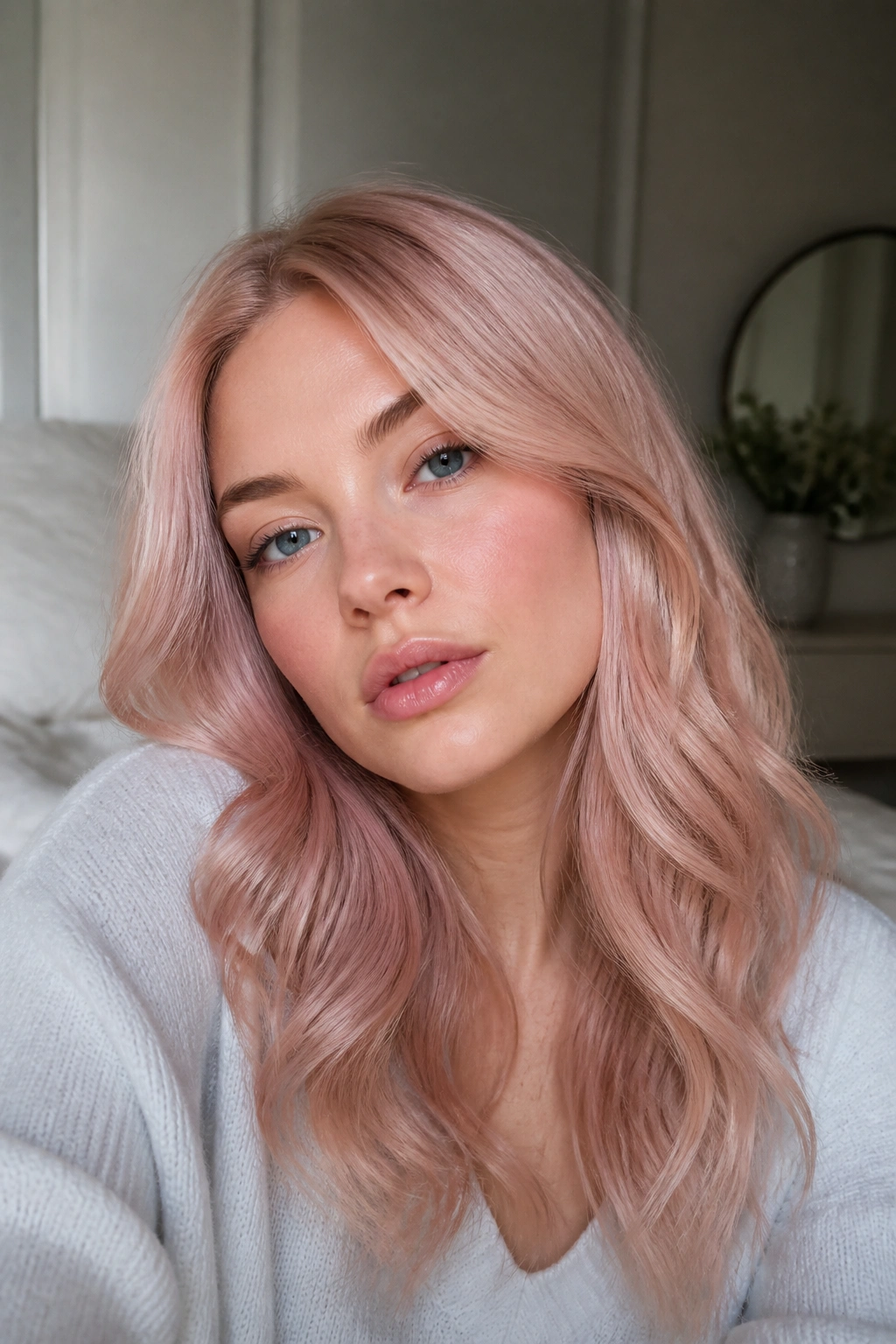 Close-up of Pearl Rose Blonde with soft glossy rose shade