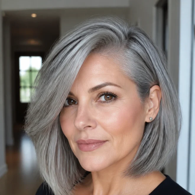 28 Grey Hair Color Ideas for Round Faces