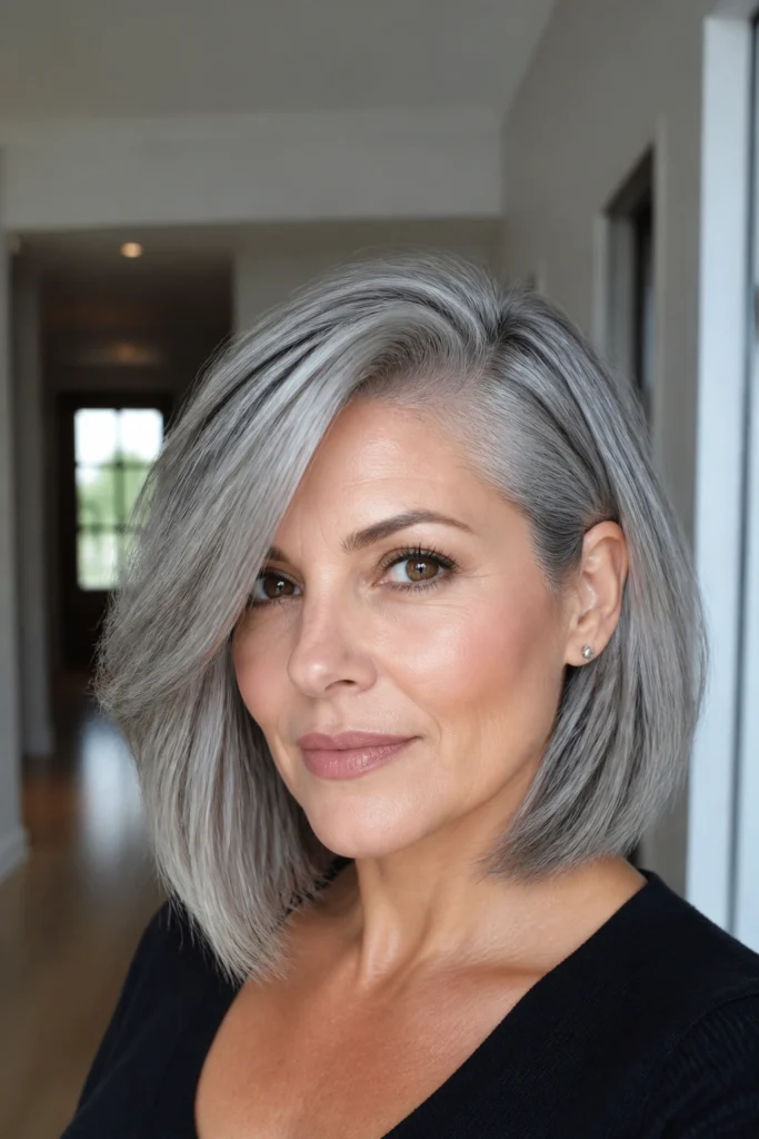28 Grey Hair Color Ideas for Round Faces