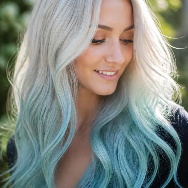 20 White Blue Ombre Hair Ideas for Long Hair