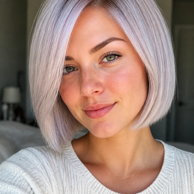 30 Platinum Blonde Hair Color Ideas for Round Faces