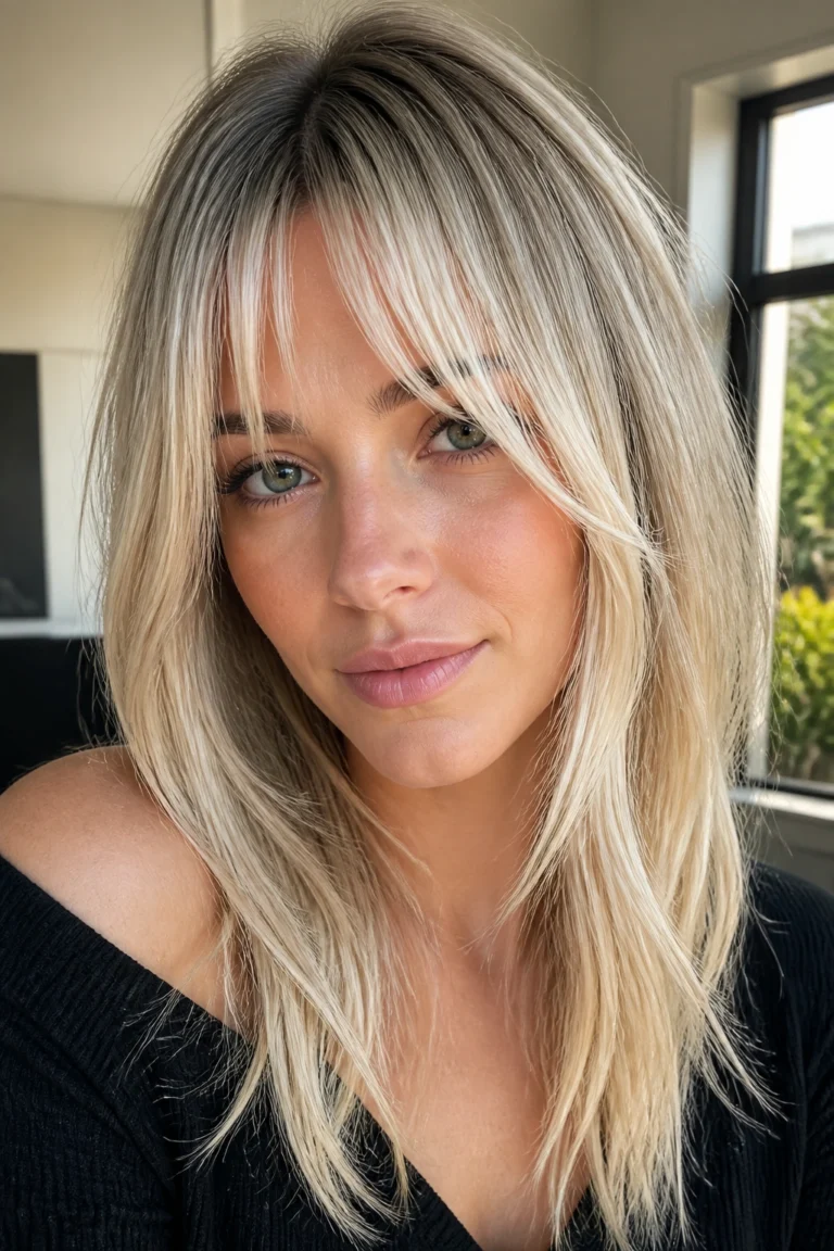 18 Platinum Bangs Ideas for Round Faces