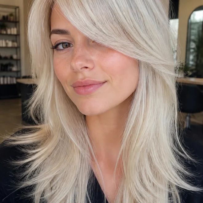 18 Platinum Fringe Hairstyles for Round Faces