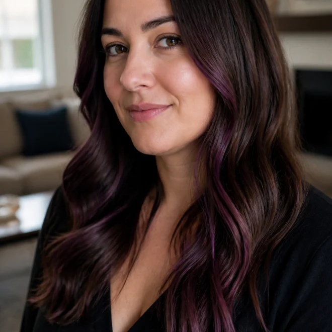25 Purple Brown Highlights for Round Faces
