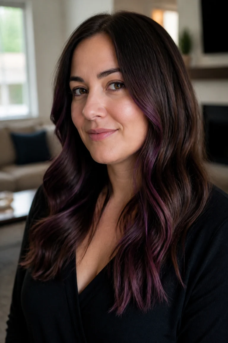 25 Purple Brown Highlights for Round Faces