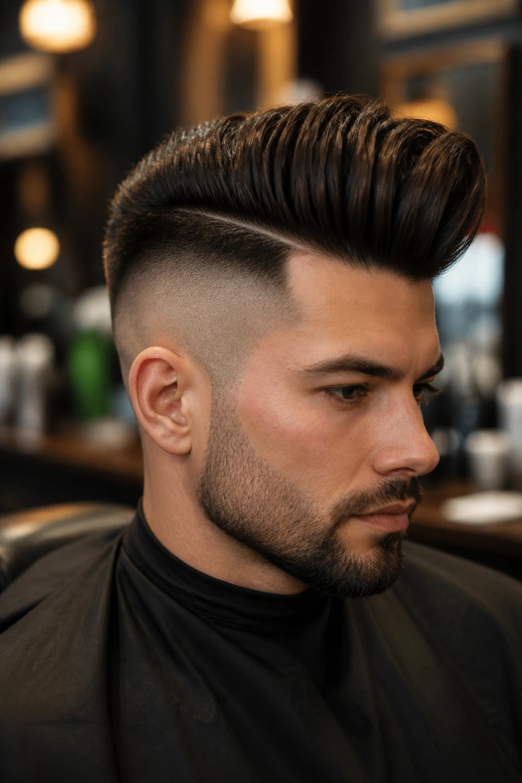 Portrait of a man with a disconnected pompadour and undercut