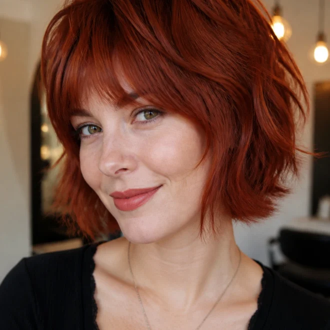 28 Red Hairstyles for Round Faces