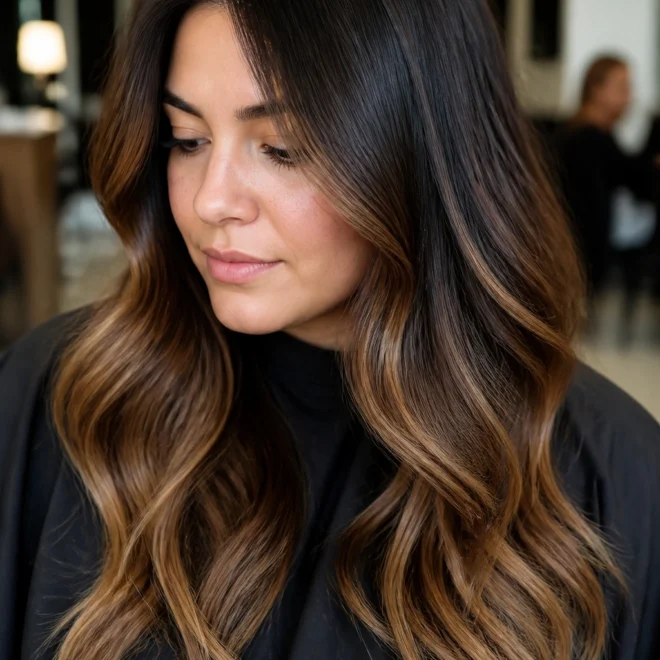 20 Black Caramel Highlights for Round Faces