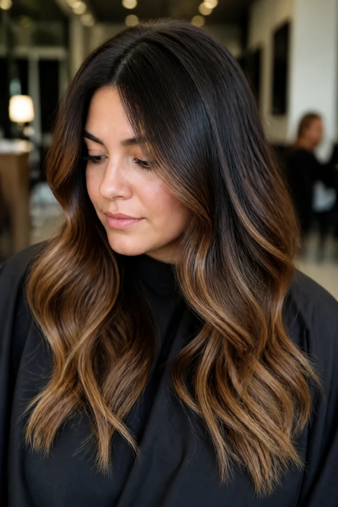 20 Black Caramel Highlights for Round Faces