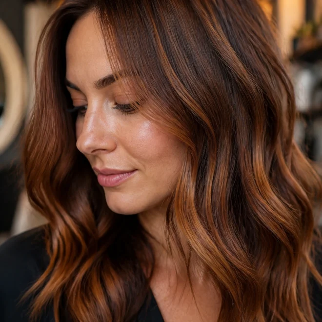 25 Copper Brown Highlights for Round Faces