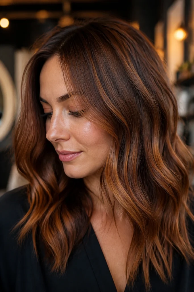 25 Copper Brown Highlights for Round Faces