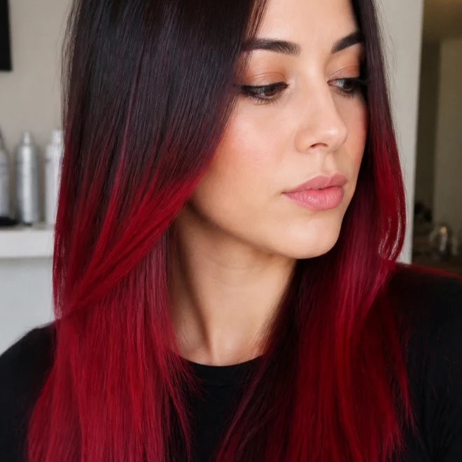 28 Cherry Red Ombre Hair Ideas for Long Hair