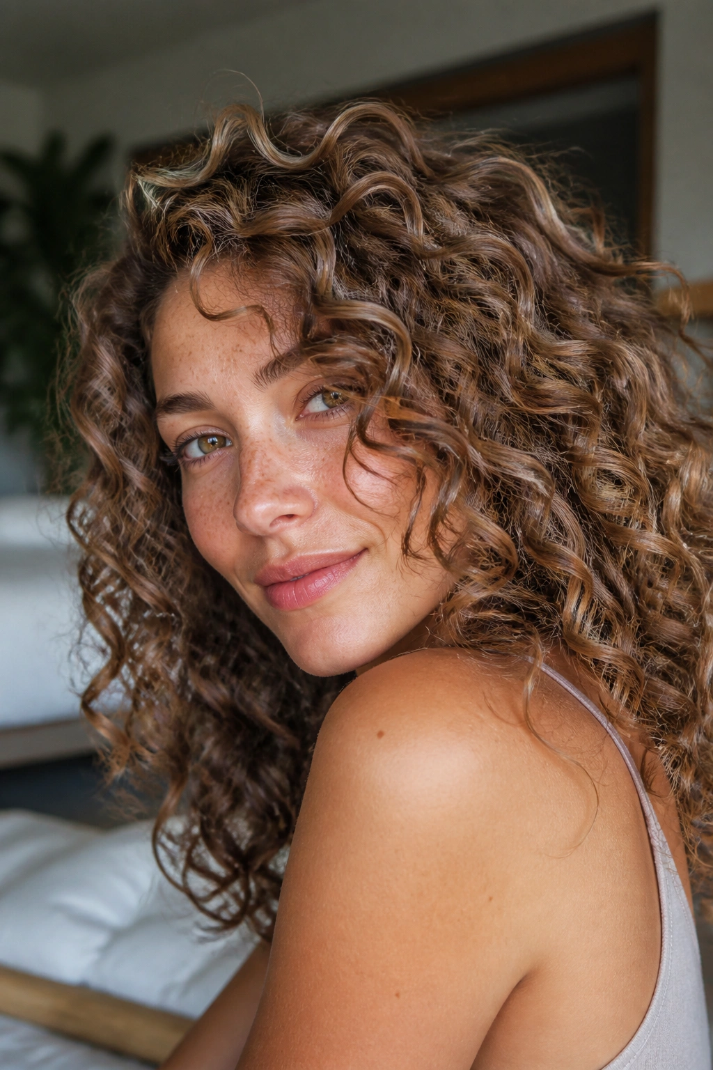 Close-up of sandy brown hair with taupe lowlights on a real person