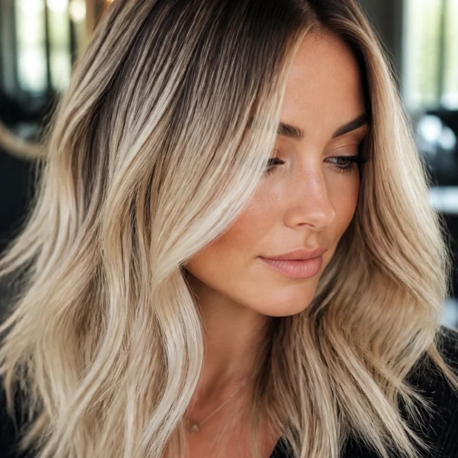18 Blonde Dark Root Hair Colors for Round Faces