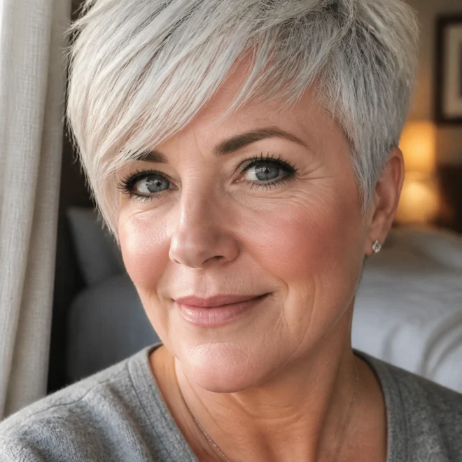25 Silver Hairstyles for Round Faces