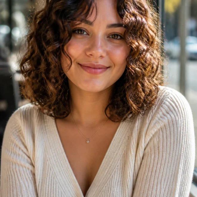 18 Curly Hairstyles for Round Faces