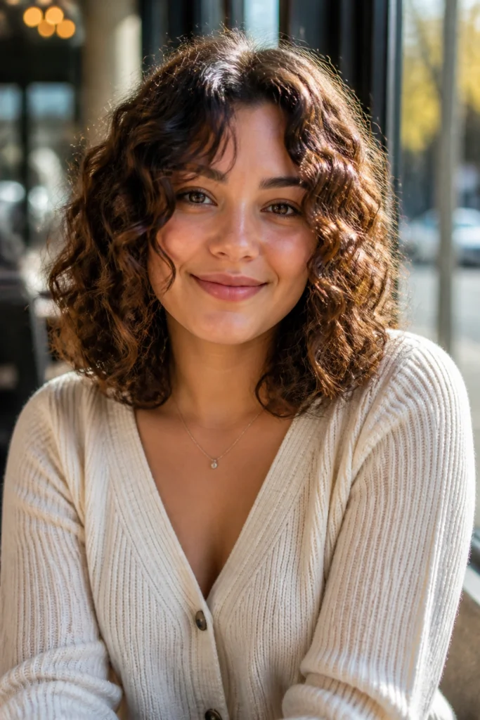 18 Curly Hairstyles for Round Faces