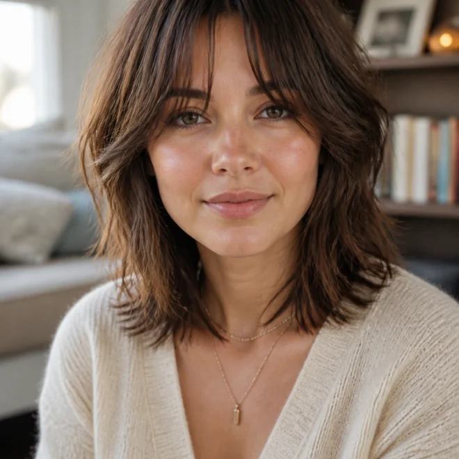 15 Shaggy Wispy Bangs for Round Faces