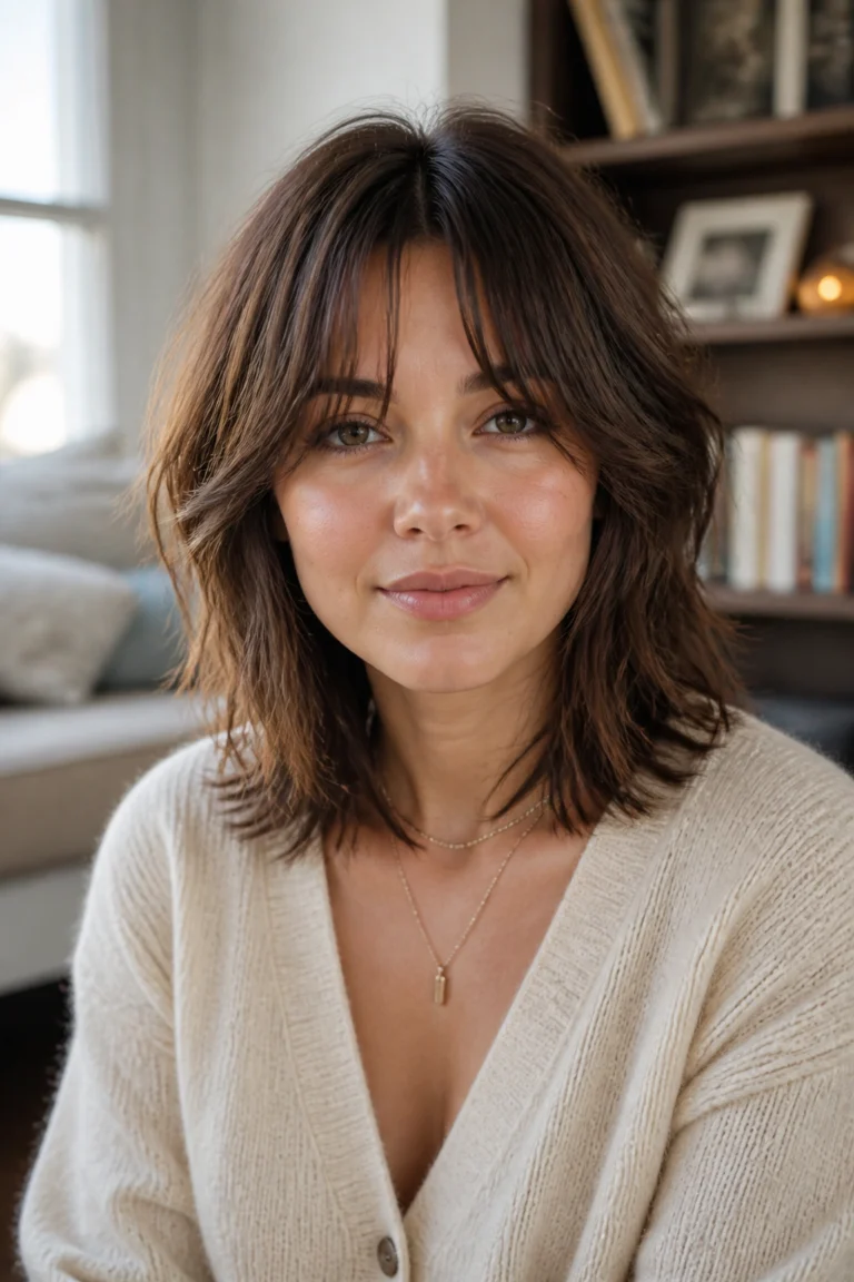 15 Shaggy Wispy Bangs for Round Faces