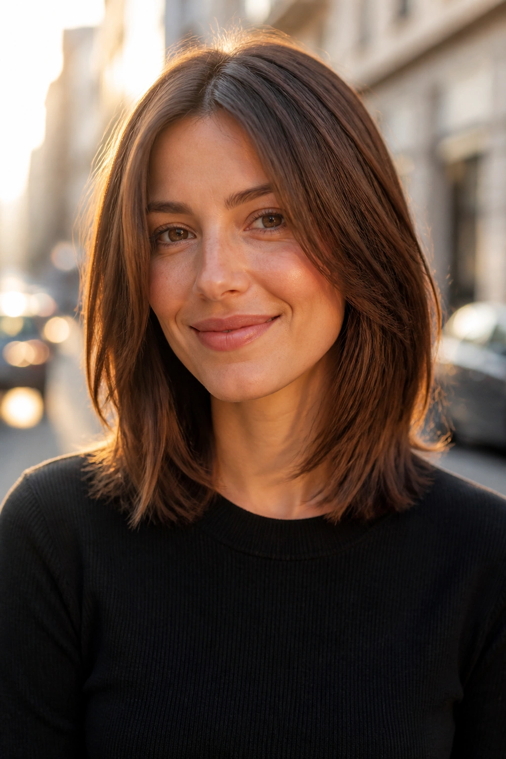 Portrait of a person with a shoulder-length cut and tapered ends.