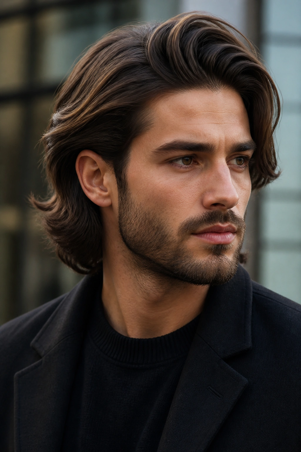 Close-up portrait of a person with a neat side-part sweep hairstyle