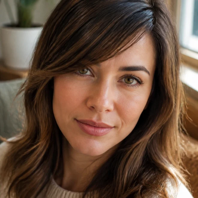 28 Medium Bangs Ideas for Round Faces