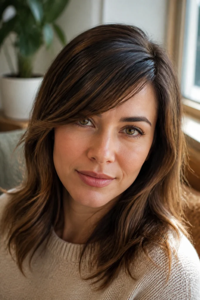 28 Medium Bangs Ideas for Round Faces
