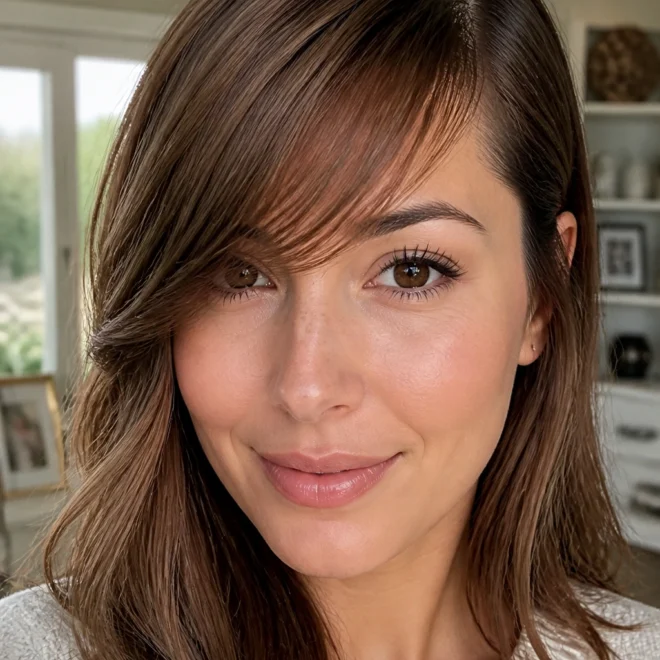 25 Soft Medium Bangs Ideas for Round Faces