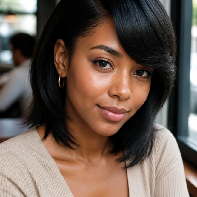 20 Black Bangs Ideas for Round Faces