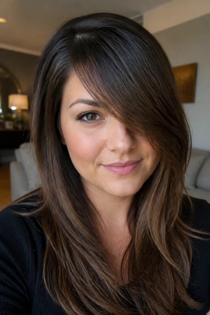18 Long Bangs Ideas for Round Faces